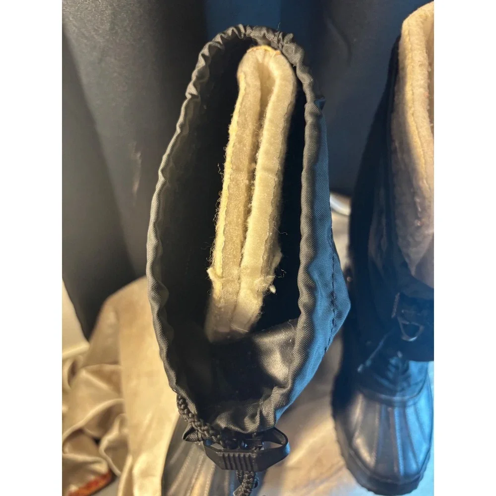 Sorel Snowlion Black Winter Boots Made in Canada Rubber Nylon Womens 5